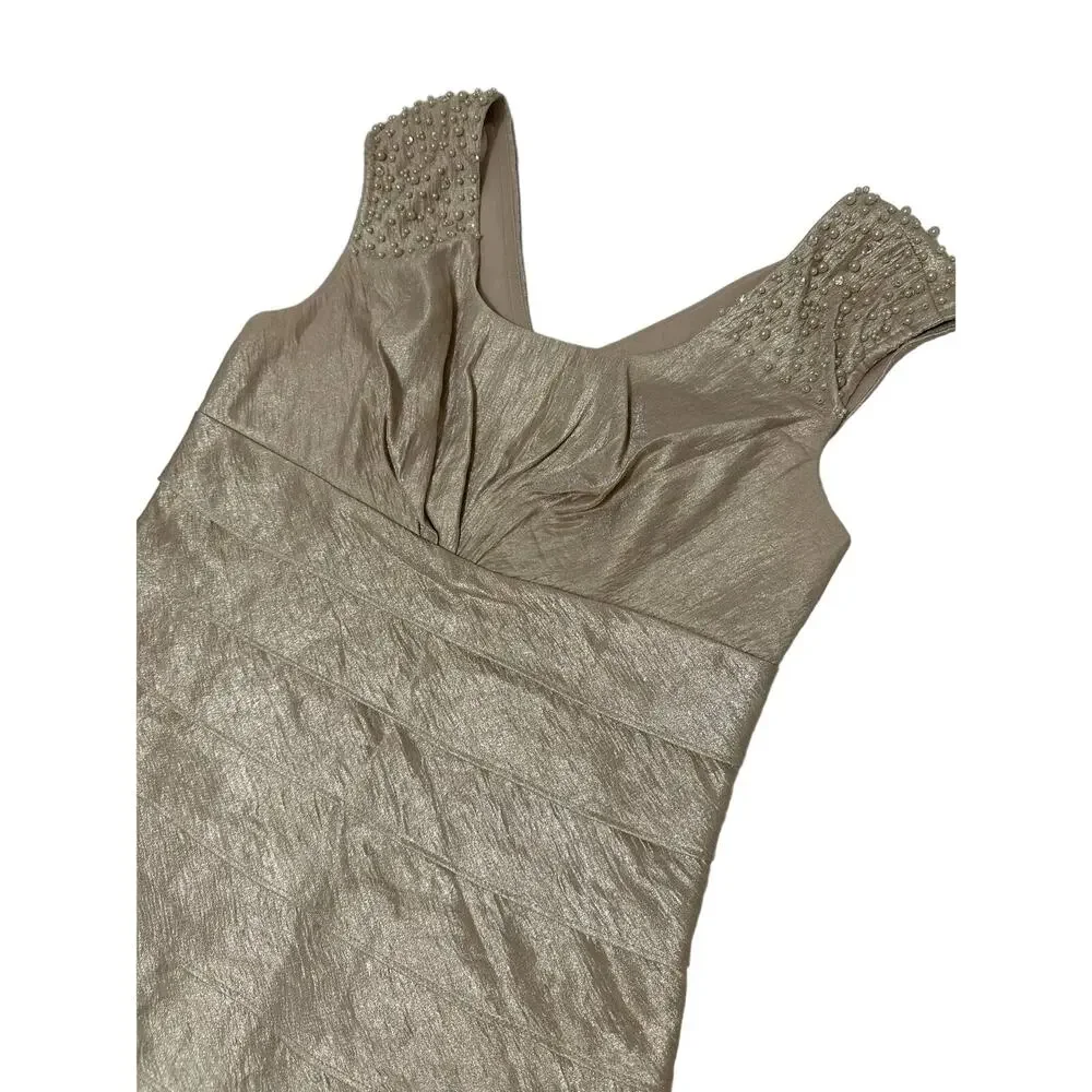Jessica Howard Ruffle Dress With Pearl Accents 6p